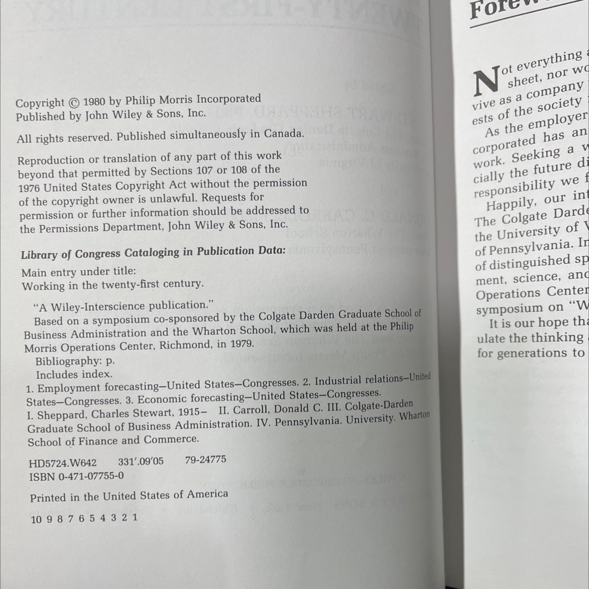 working in the twenty-first century book, by c. stewart sheppard, donald c. carroll, 1980 Hardcover image 3