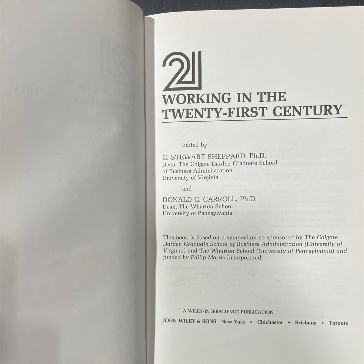working in the twenty-first century book, by c. stewart sheppard, donald c. carroll, 1980 Hardcover image 2