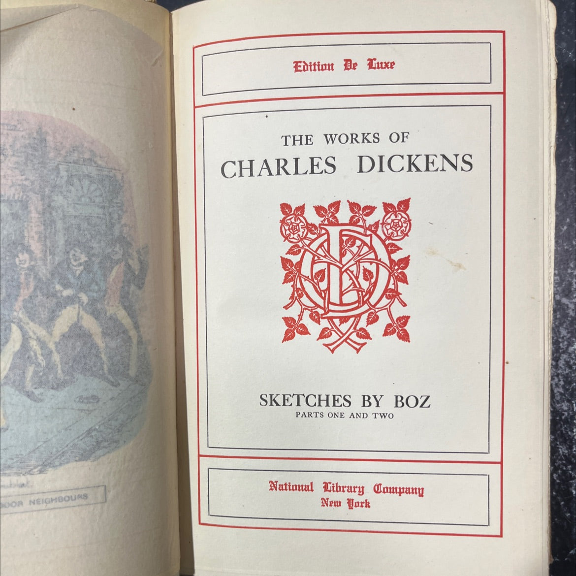 works of charles dickens sketches by boz parts one and two book, by charles dickens, 1887 Hardcover image 2