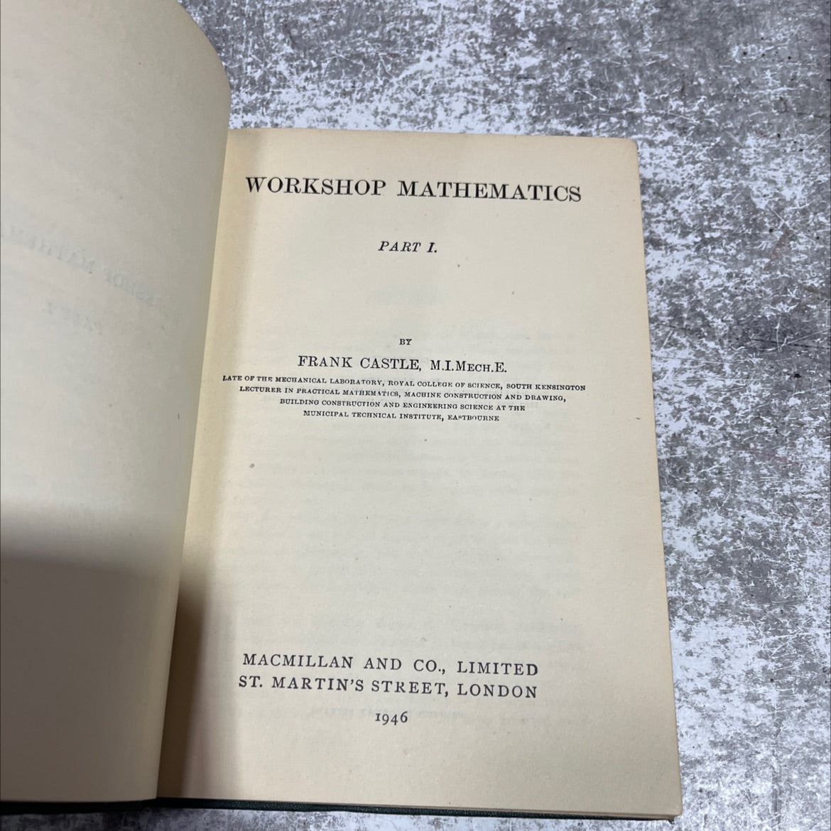 workshop mathematics part i book, by frank castle, 1946 Hardcover image 2
