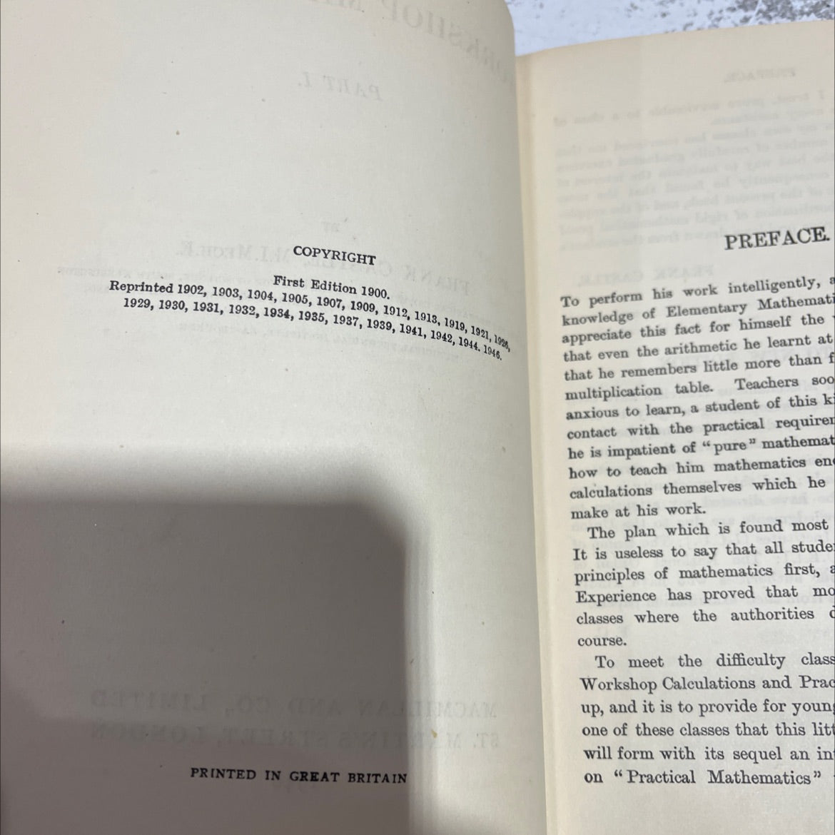 workshop mathematics part i book, by frank castle, 1946 Hardcover image 3