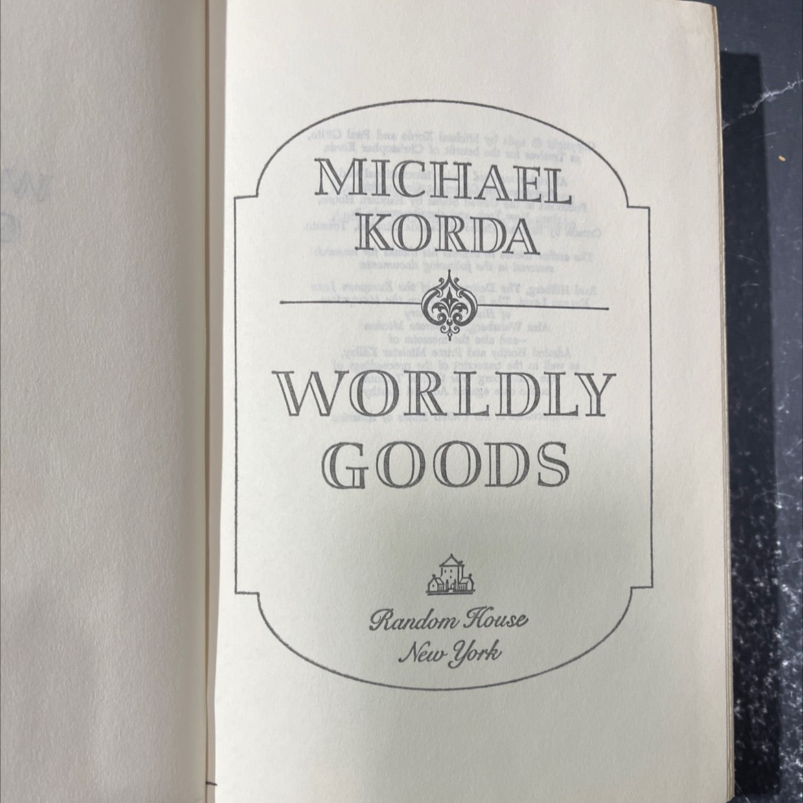 worldly goods book, by michael korda, 1982 Hardcover image 2