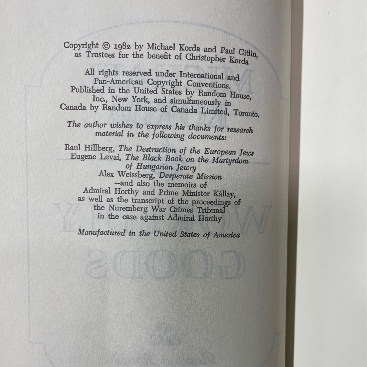 worldly goods book, by michael korda, 1982 Hardcover image 3