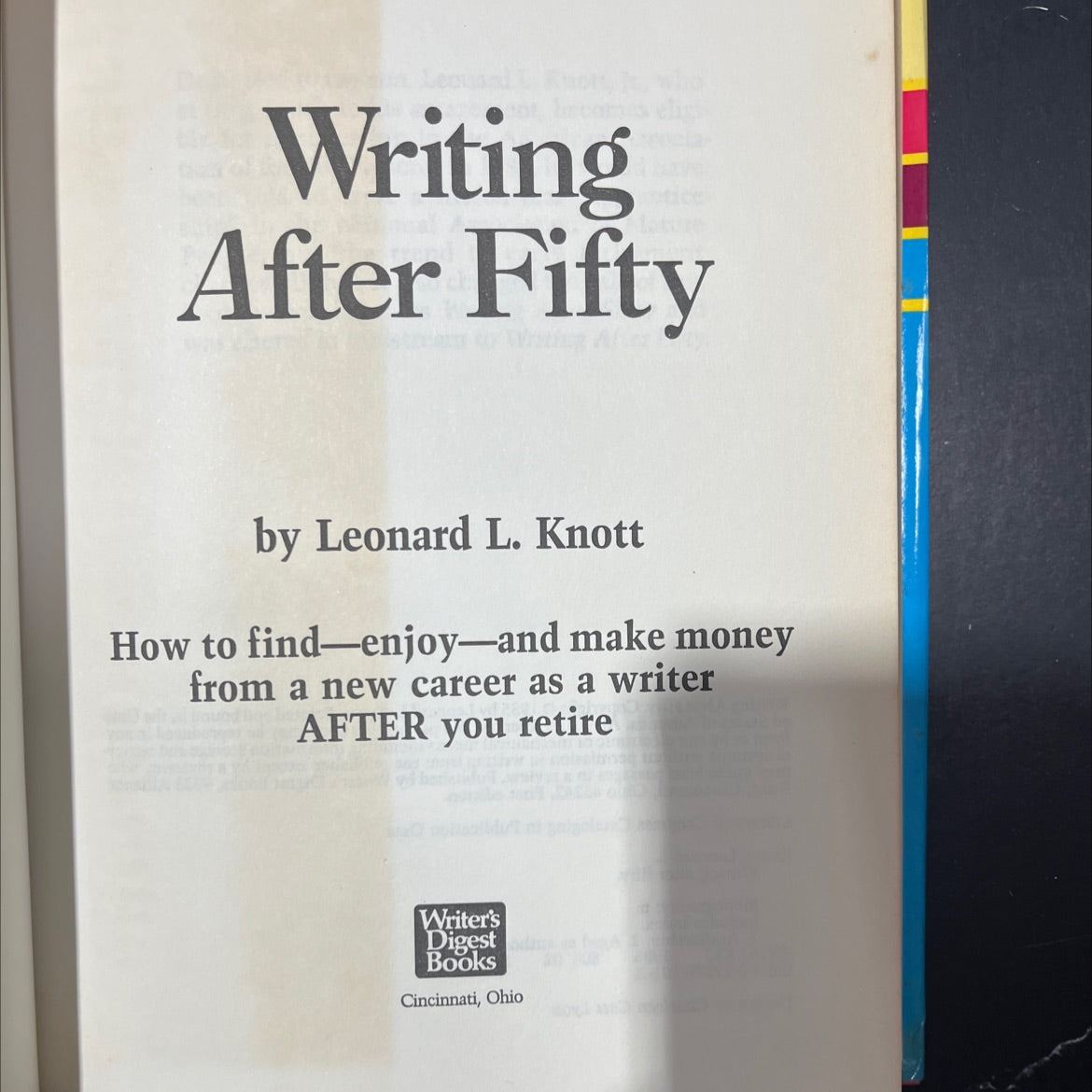 writing after fifty book, by leonard l. knott, 1997 Hardcover image 2