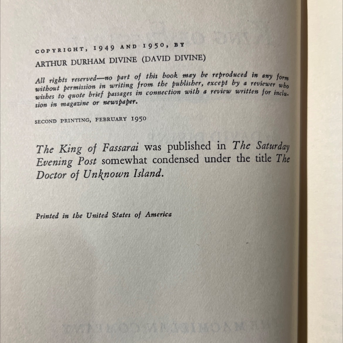 y llas ed ras y the king of fassarai book, by david divine, 1950 Hardcover image 3