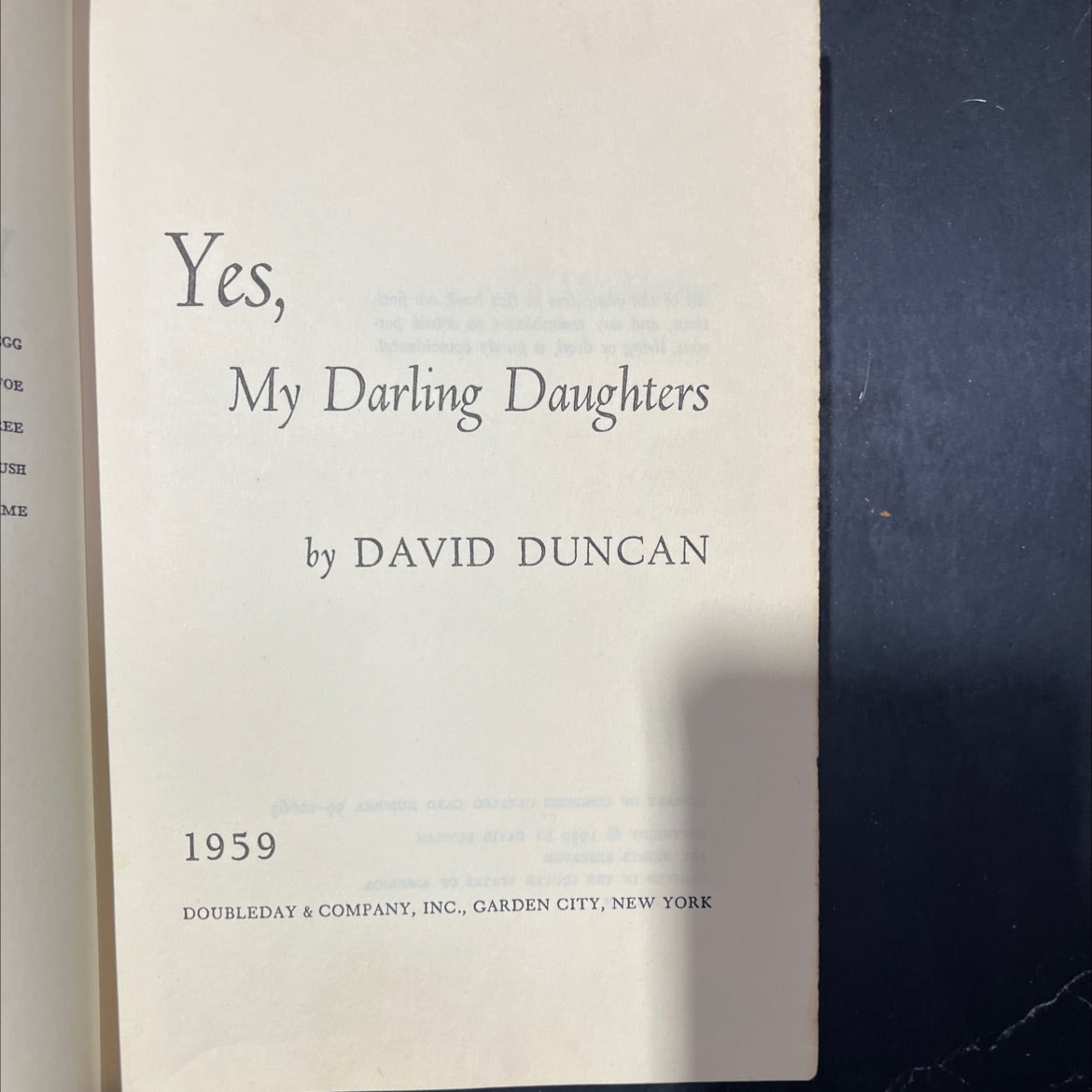 yes, my darling daughters book, by david duncan, 1959 Hardcover image 2