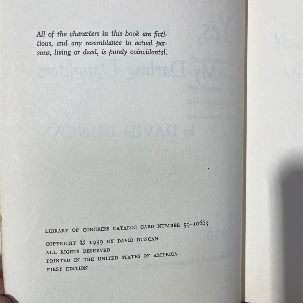 yes, my darling daughters book, by david duncan, 1959 Hardcover image 3