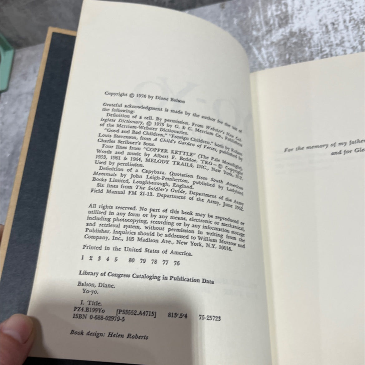 yo-yo book, by Diane Balson, 1976 Hardcover image 3