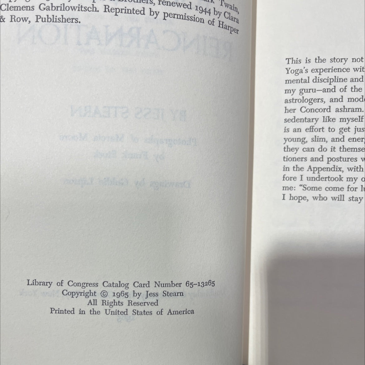yoga, youth, and reincarnation book, by Jess Stearn, 1965 Hardcover image 3