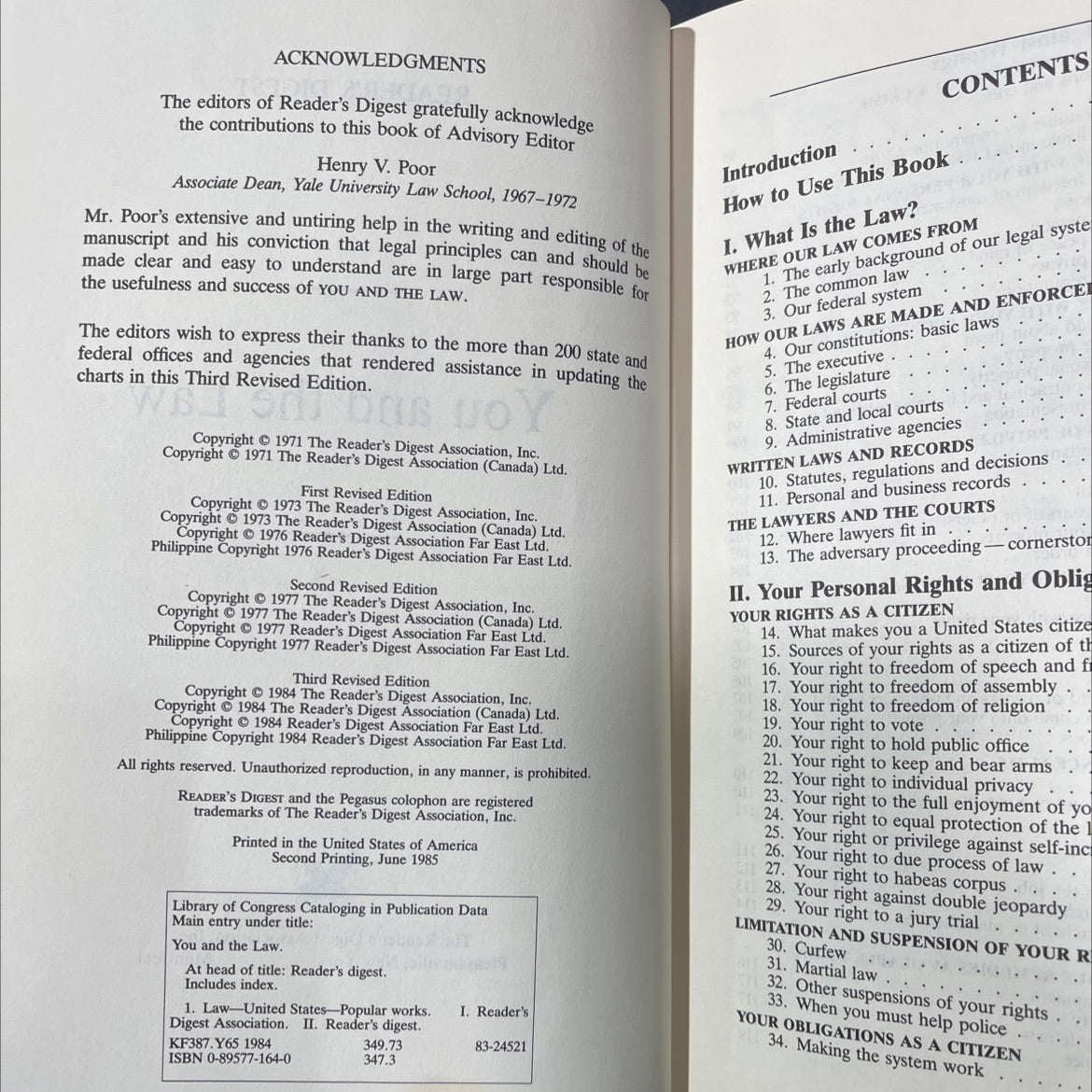 you and the law book, by Henry V. Poor, 1984 Hardcover image 3
