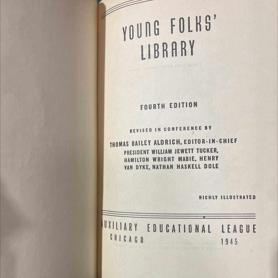 young folks' library fourth edition revised book, by thomas bailey aldrich, 1945 Hardcover image 2