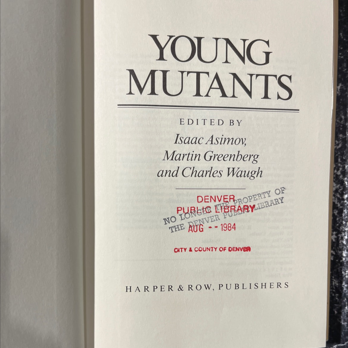 young mutants book, by Isaac Asimov, Martin Greenberg, Charles Waugh, 1984 Hardcover image 2