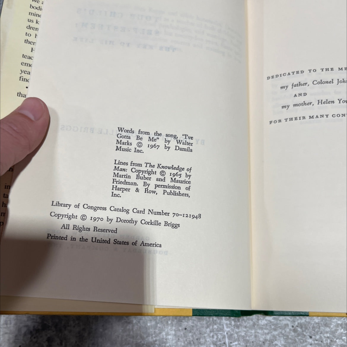 your child's self-esteem: the key to his life book, by dorothy corkille briggs, 1970 Hardcover image 3