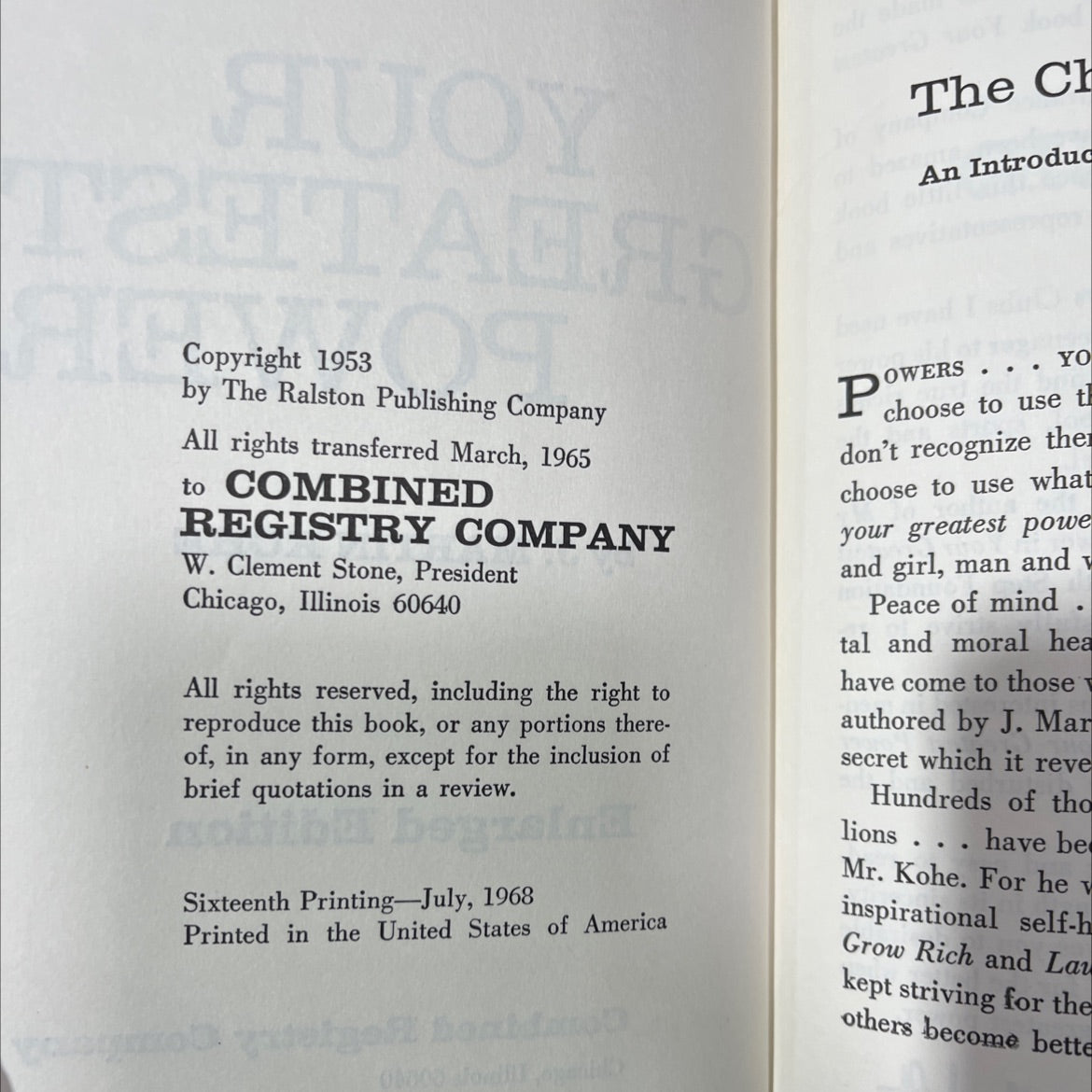 your greatest power book, by j. martin kohe, 1965 Hardcover image 3