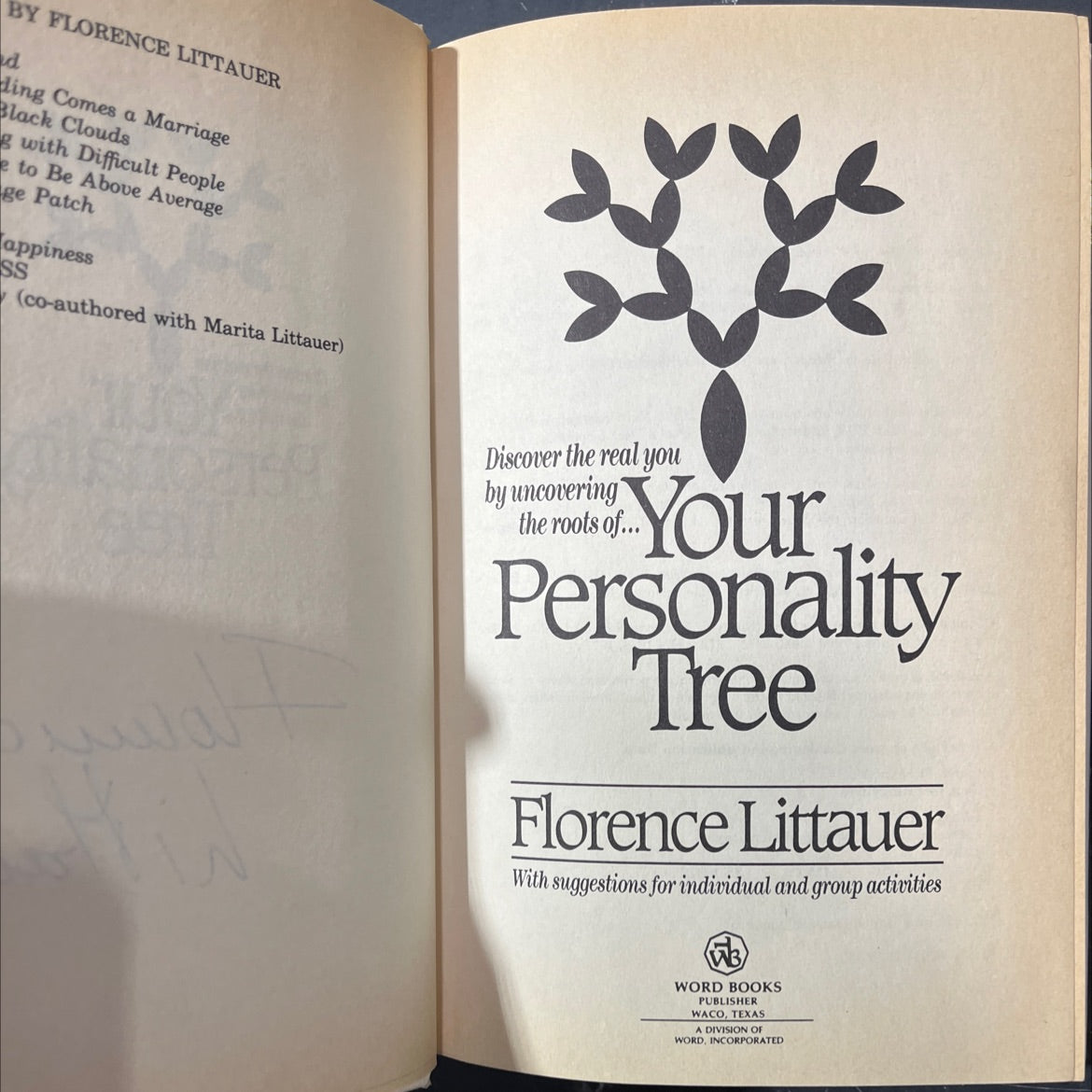 SIGNED your personality tree book, by florence littauer, 1986 Hardcover image 2