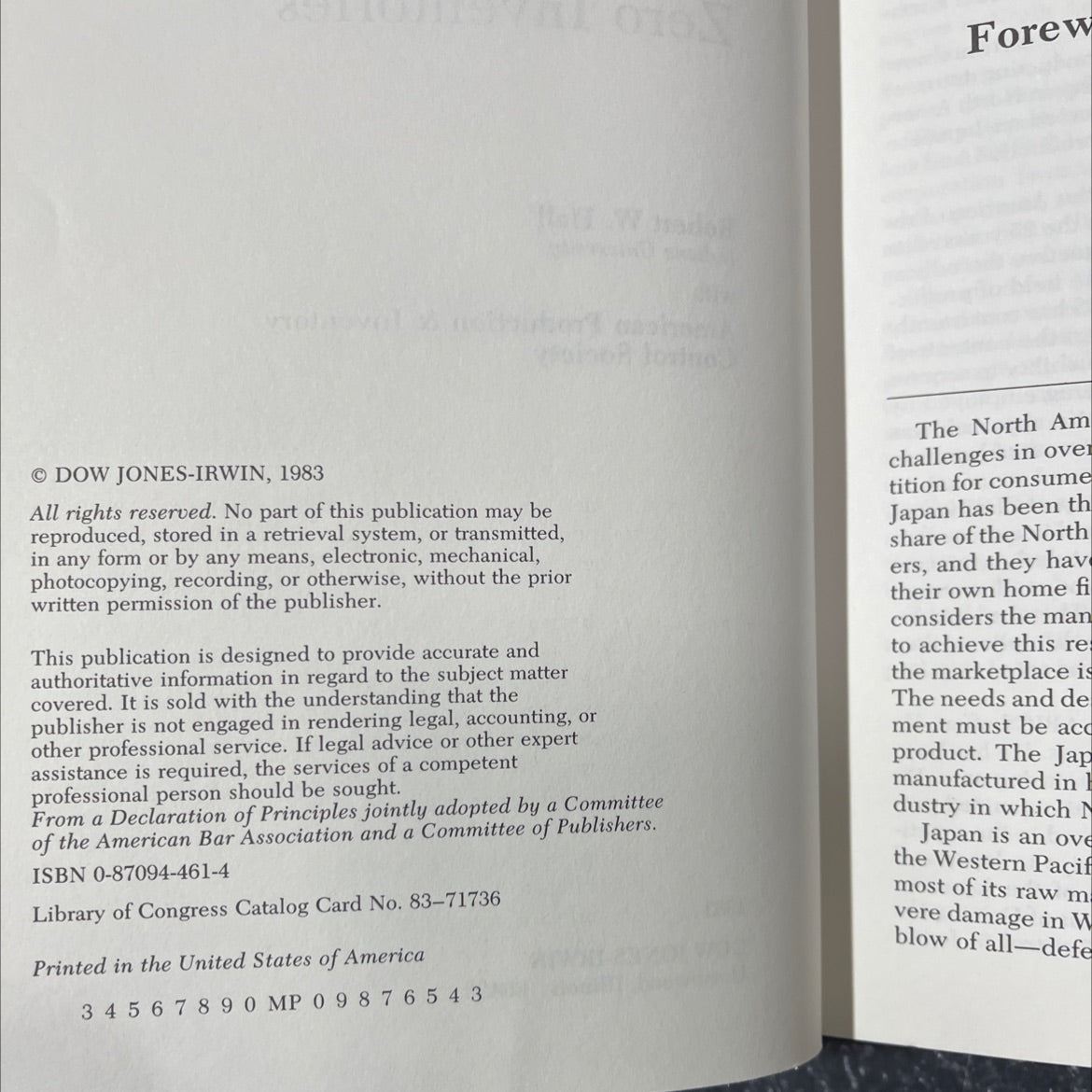 zero inventories book, by robert w. hall, 1983 Hardcover image 3